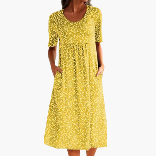LP | Abito midi boho da donna con maniche corte e tasche
