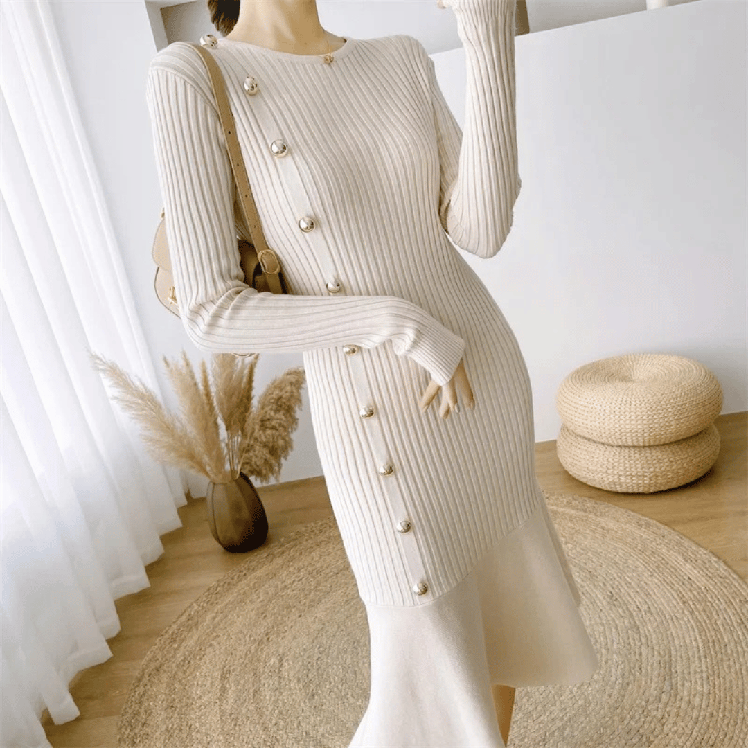 LP | abito midi elegante a coste per donna