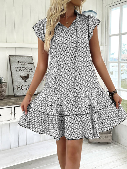 LP | Mini abito stampato a strati multipli con arricciatura a grandezza naturale Plus Size