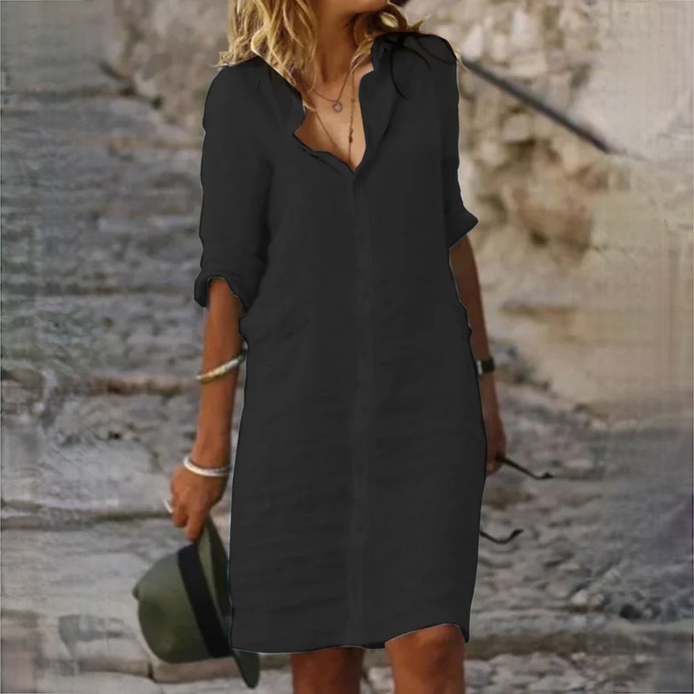 LP | Lockeres Hemdkleid mit Reversknopf