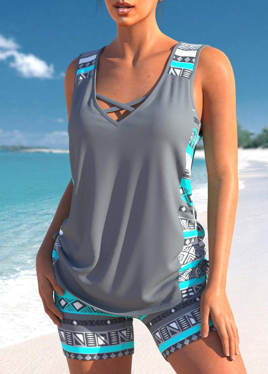 LP | Tankini con stampa tribale e dettaglio crossover
