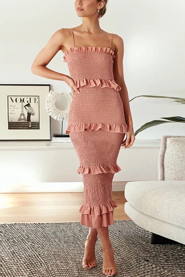 LP | Abito midi con volant con smock