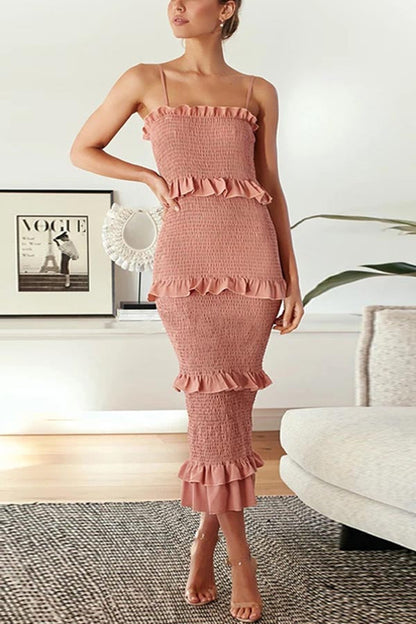 LP | Abito midi con volant con smock
