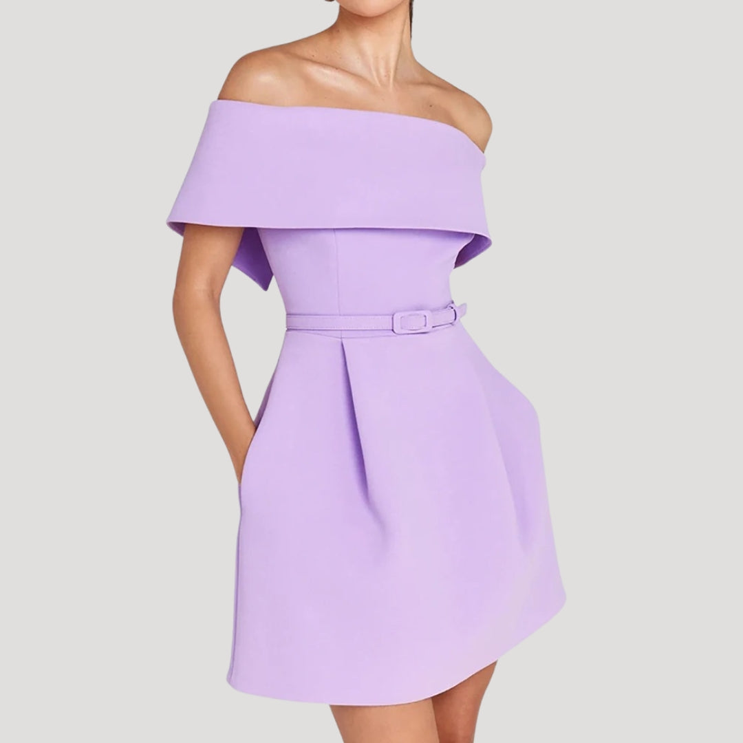 LP | Donna Cintura Off-Shoulder Party Mini Abito