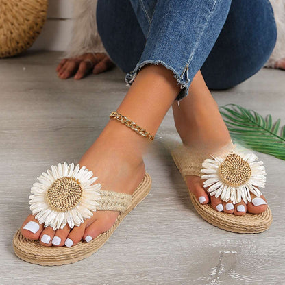 LP | Sandali piatti casual bohemien da donna con fiori