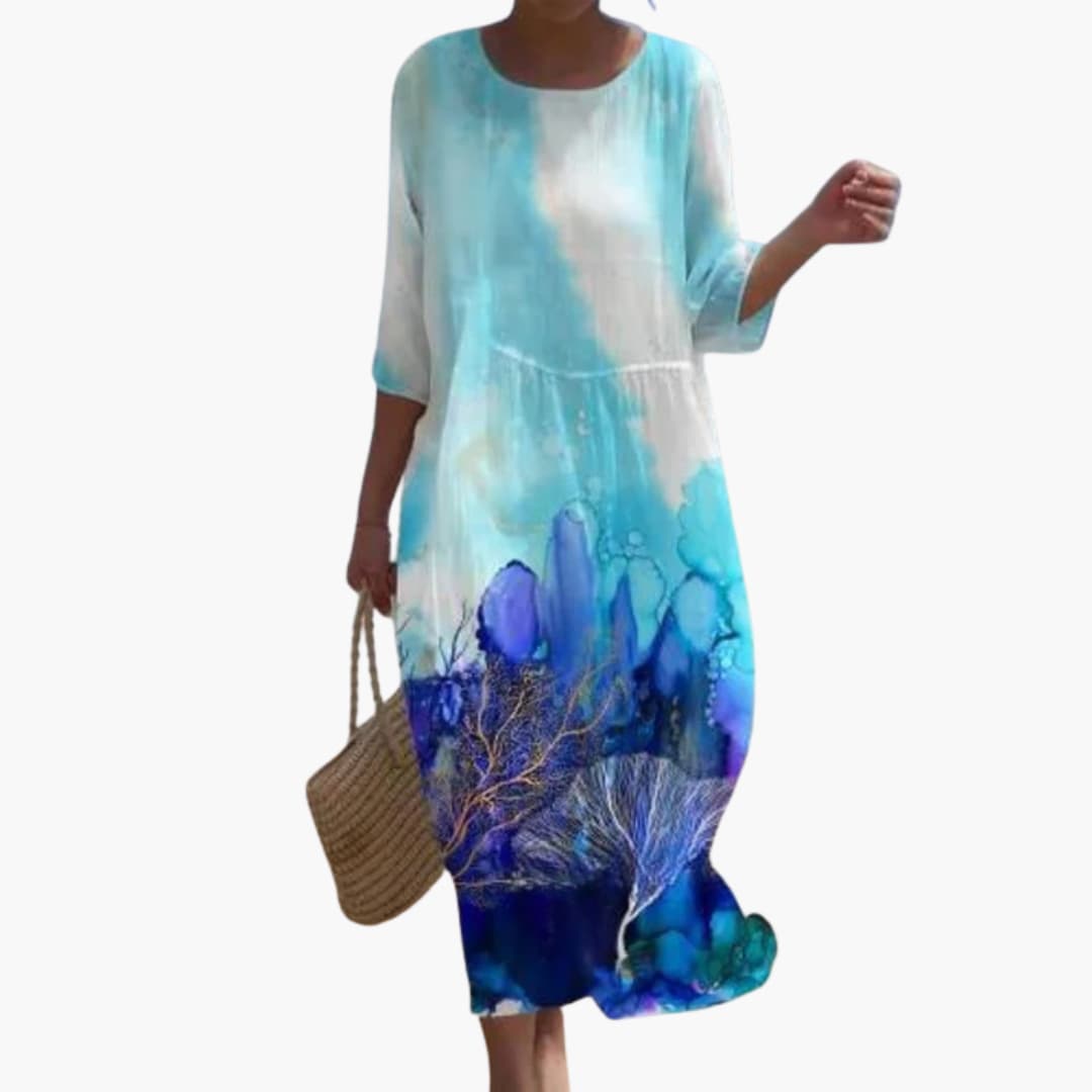 LP | Abito midi floreale da donna con maniche a 3/4 per l'estate