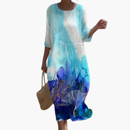 LP | Abito midi floreale da donna con maniche a 3/4 per l'estate