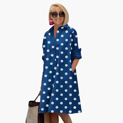 LP | Abito midi da donna con maniche lunghe e stampa a pois