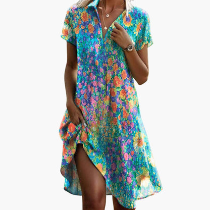 LP | Abito midi boho da donna con tasche e maniche corte