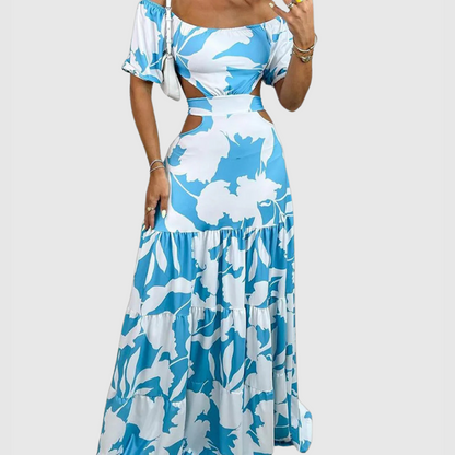 LP | Elegante abito midi con grana e scollatura irregolare