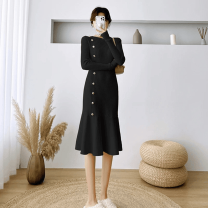 LP | abito midi elegante a coste per donna