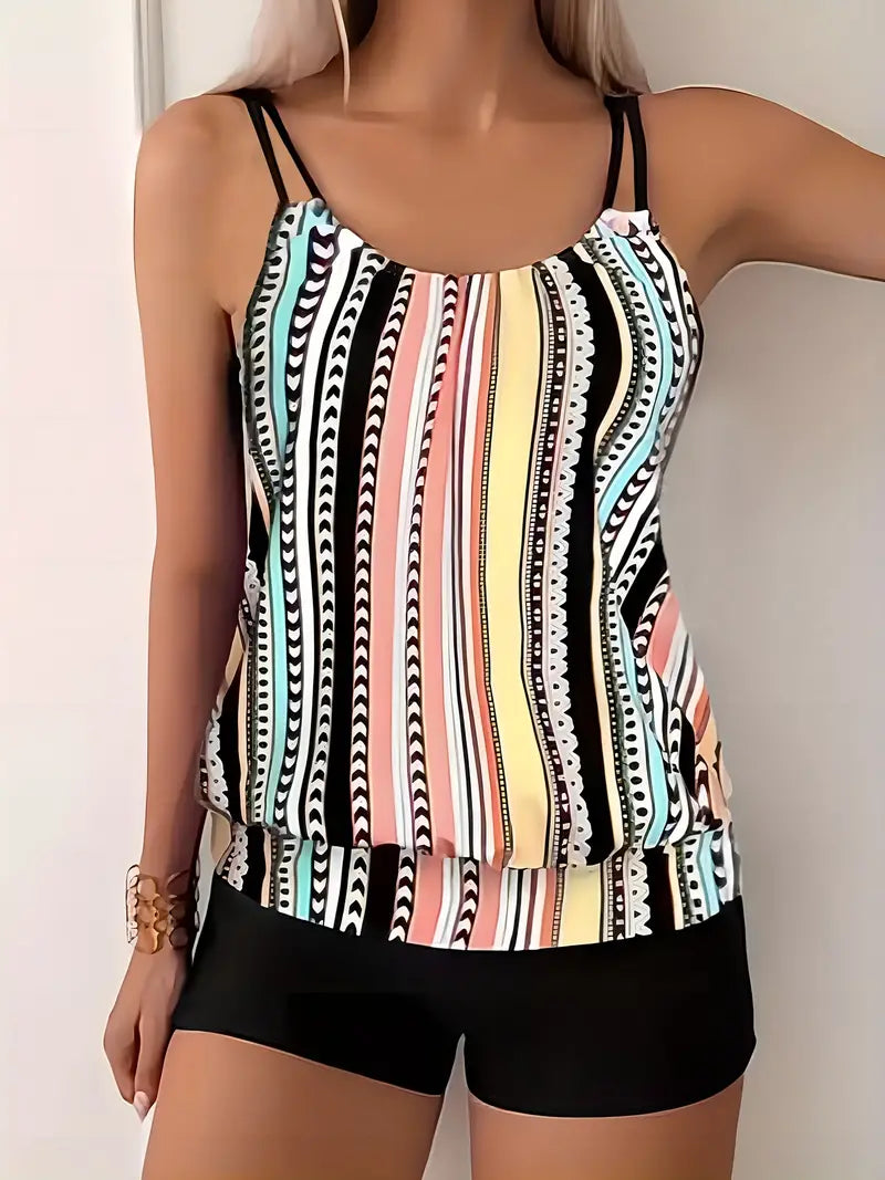 LP | Tankini a righe con stampa