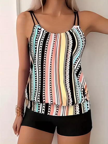 LP | Tankini a righe con stampa