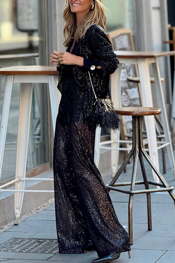 LP | Pantaloni drappeggiati con paillettes