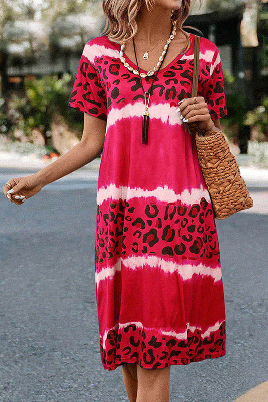 LP | Vestito midi casual con stampa leopardo sfumata