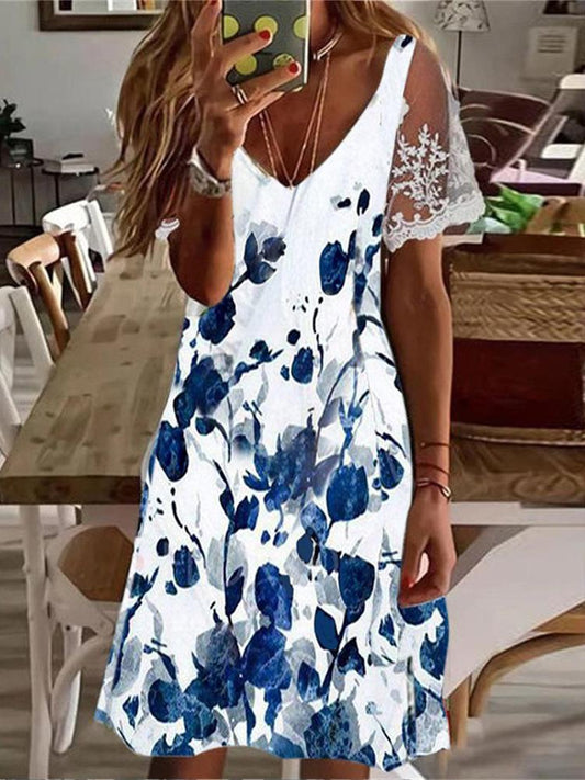 LP | Vestito midi casual floreale con scollo a V AC10059