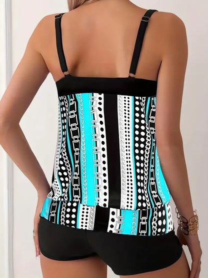 LP | Tankini a righe con stampa