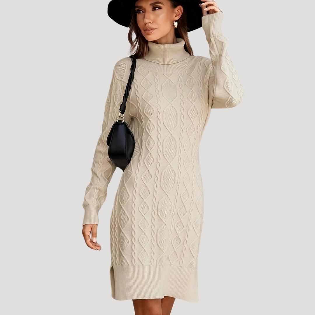 LP | Mini abito da donna in maglia a collo alto con cavo
