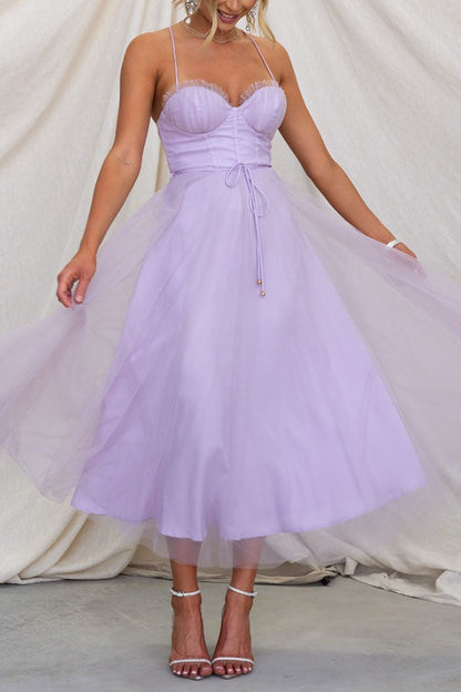 LP | Abito midi bustier in tulle