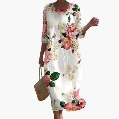 LP | Abito midi floreale da donna con maniche a 3/4 per l'estate