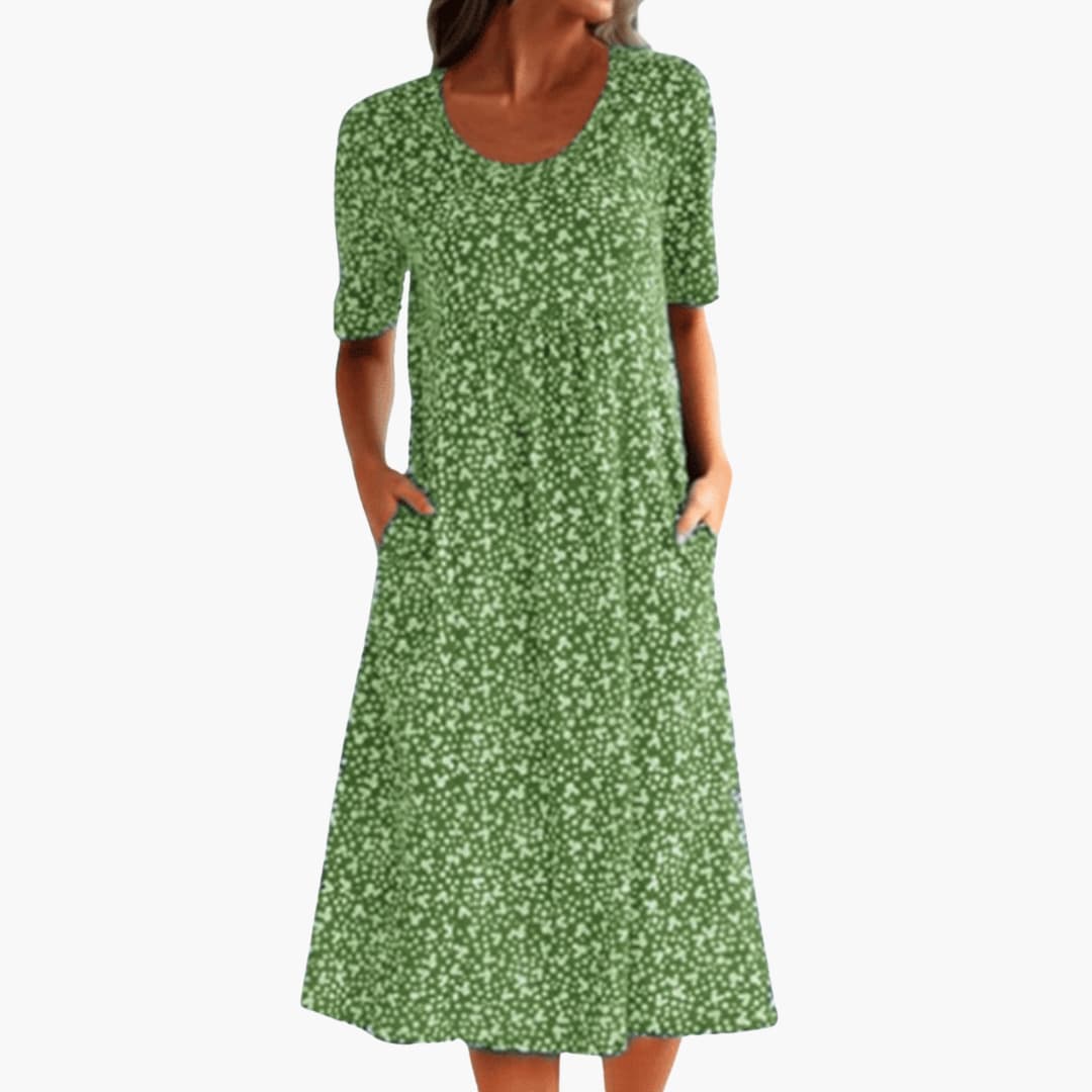 LP | Abito midi boho da donna con maniche corte e tasche