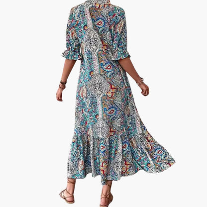 LP | Abito midi boho da donna con mezze maniche e stampa paisley