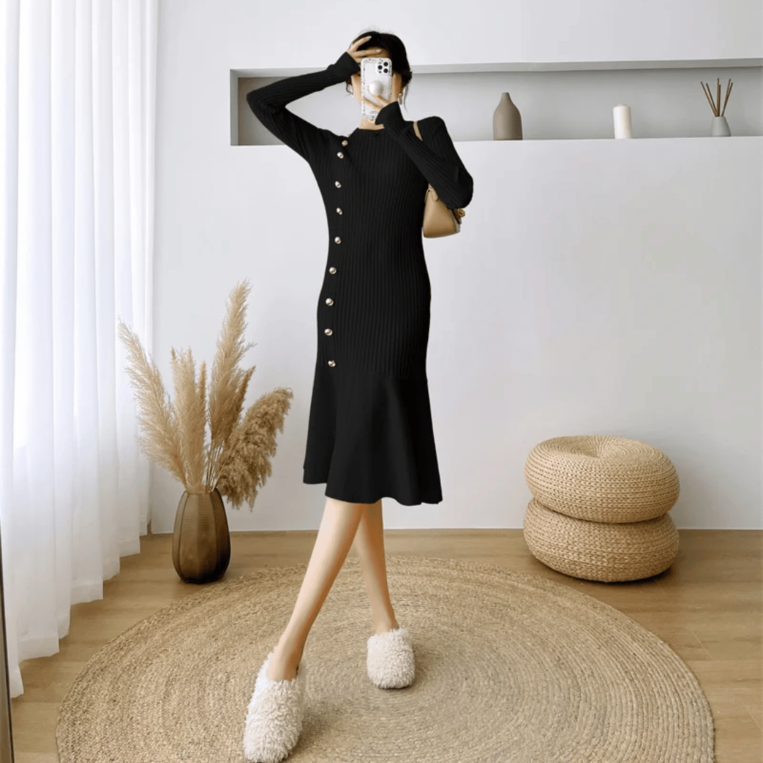 LP | abito midi elegante a coste per donna