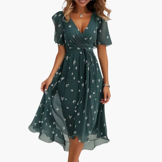 LP | Abito midi estivo da donna con orlo alto e scollatura a V