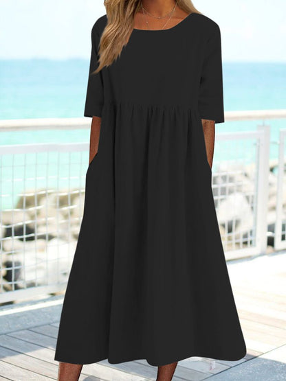 LP | Tasca monocolore Allentata Vestito midi lungo QPQ103