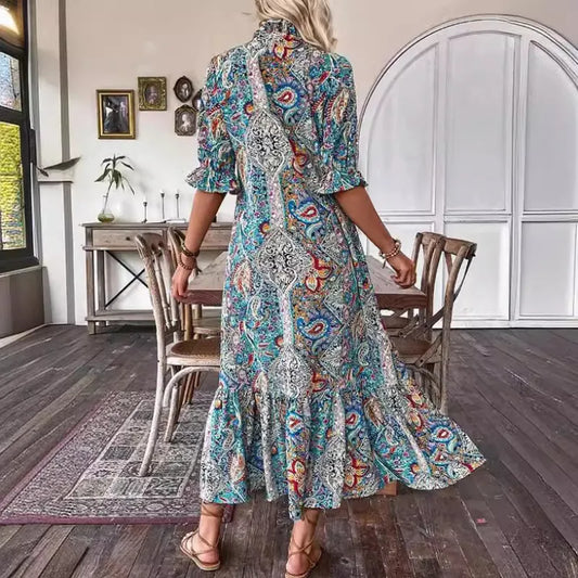 LP | Mini abito speciale con maniche corte e motivo paisley