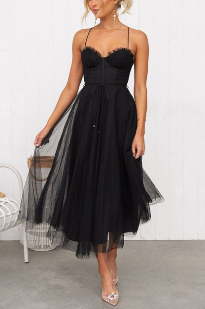 LP | Abito midi bustier in tulle