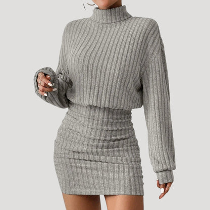 LP | Mini abito dolcevita da donna in maglia a coste