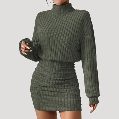 LP | Mini abito dolcevita da donna in maglia a coste