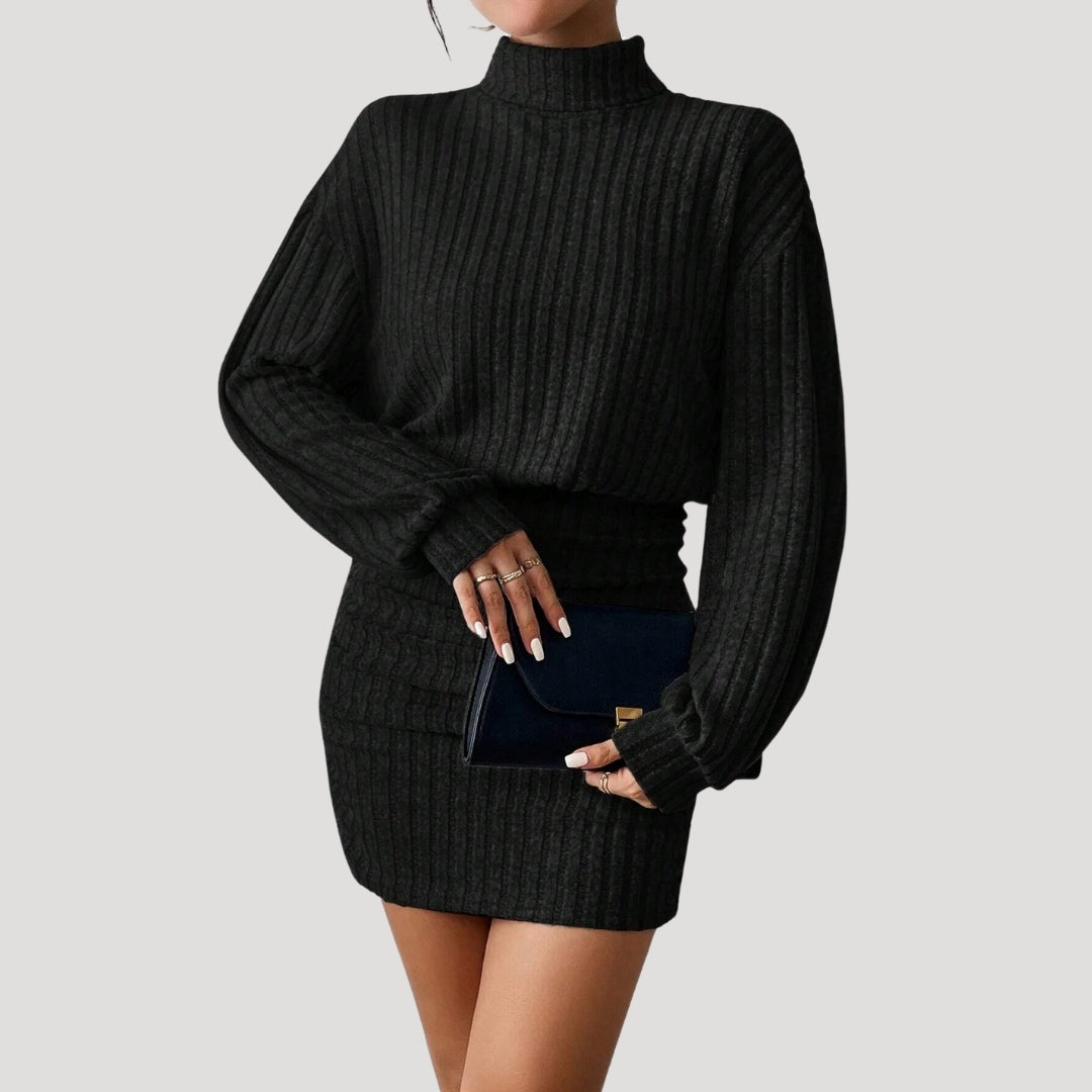 LP | Mini abito dolcevita da donna in maglia a coste
