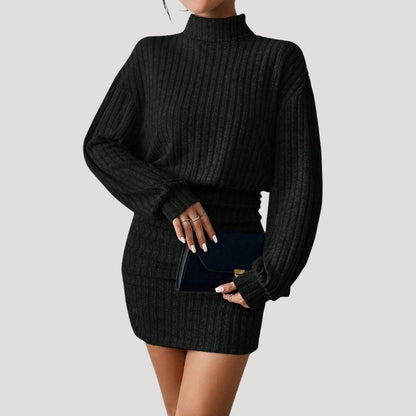 LP | Mini abito dolcevita da donna in maglia a coste