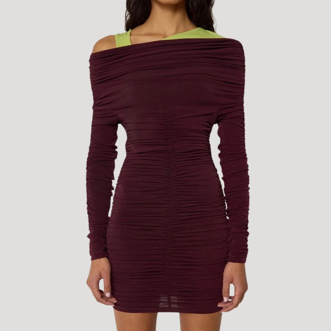 LP | Miniabito bodycon da donna senza spalline con balze