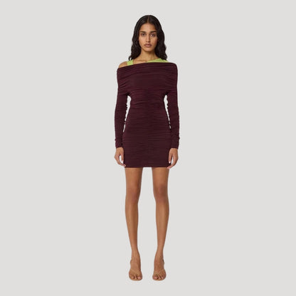 LP | Miniabito bodycon da donna senza spalline con balze