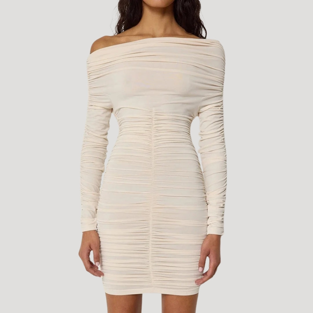 LP | Miniabito bodycon da donna senza spalline con balze