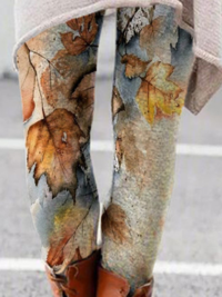 LP | Pantaloni casual a foglia stampata
