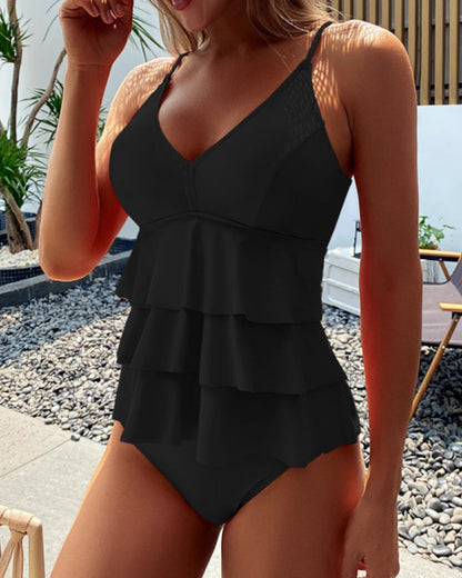 LP | Tankini con spacco a balze in un unico colore