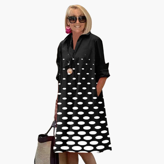LP | Abito midi da donna con maniche lunghe e stampa a pois