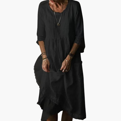 LP | Abito midi estivo da donna con maniche a 3/4 e pinces