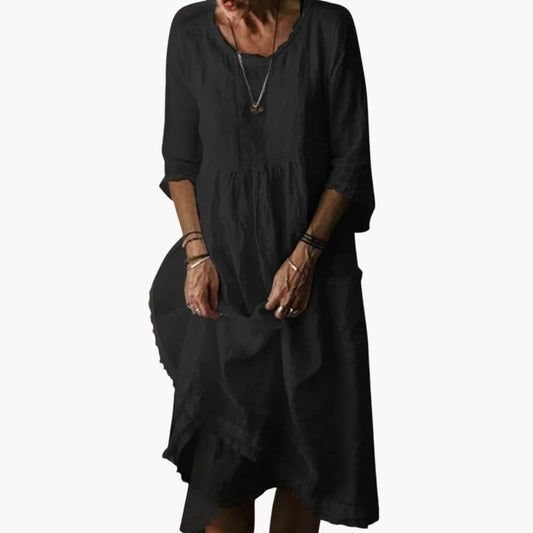LP | Abito midi estivo da donna con maniche a 3/4 e pinces