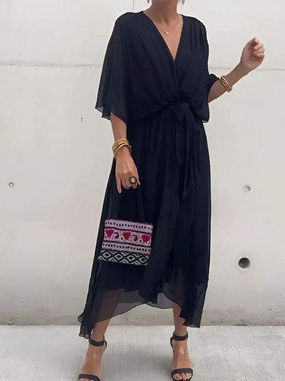 LP | Intramontabile abito midi con un look a portafoglio