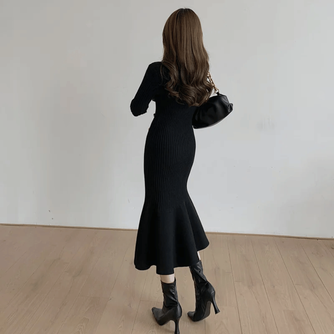 LP | abito midi elegante a coste per donna