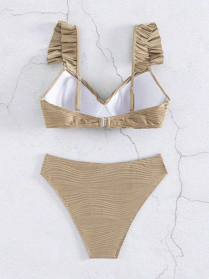 LP | Bikini con volant a tinta unita da donna in 2 colori S-XL