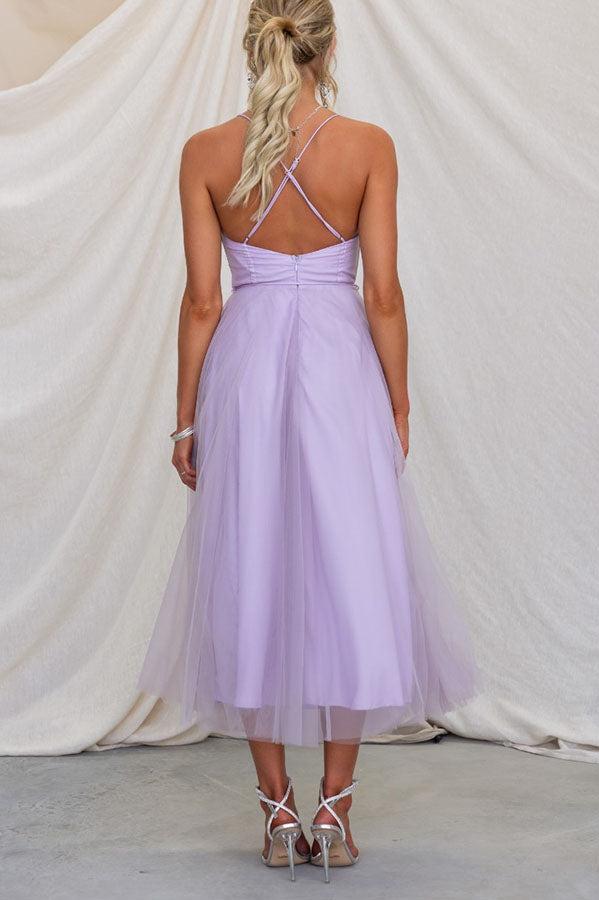 LP | Abito midi bustier in tulle