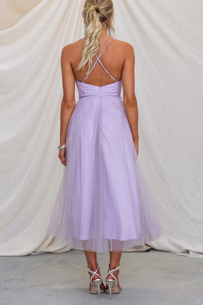 LP | Abito midi bustier in tulle