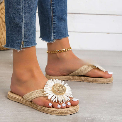 LP | Sandali piatti casual bohemien da donna con fiori