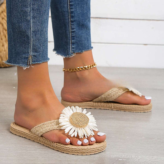 LP | Sandali piatti casual bohemien da donna con fiori